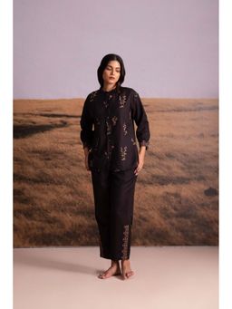 Bombay Bloom - Black Cross-Stitch Linen Co-Ord (Set of 2)