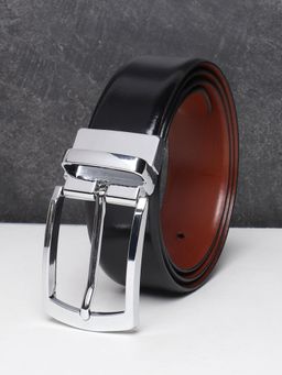 Teakwood - Men Black And Tan Solid Reversible Leather Belt