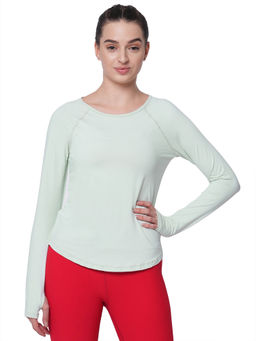 Fitkin - Women Anti-Odor Mint Green Reglan Long Sleeve T-Shirt