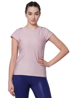 Fitkin - Women Pink Self Design T-Shirt