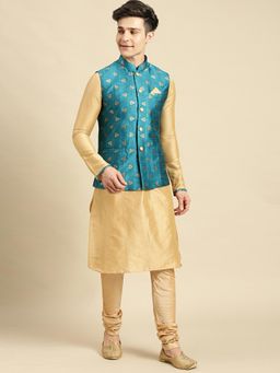 Sanwara - Mens Printed Designer Jacquard Firozi Color Jacket (Set of 3)