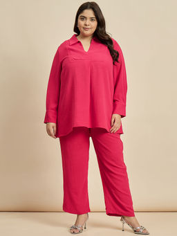 Femmella - Hot Pink Yoke Detail Co-Ord (Set of 2)