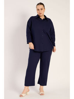 Femmella - Navy Shirt and Pants Co-Ord (Set of 2)