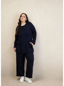 Femmella - Navy High Low Patch Pockets Co-Ord (Set of 2)