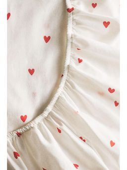 H&M - White Patterned Cotton Fitted Sheet