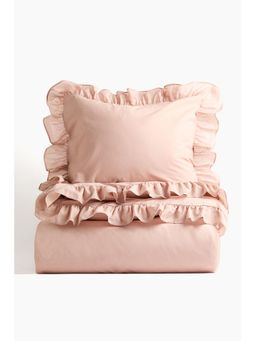 H&M - Pink Flounced Single Duvet Cover Set