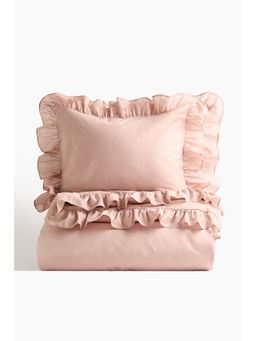 H&M - Pink Flounced Double/King Duvet Cover Set