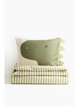 H&M - Green Patterned Cotton Single Duvet Cover Set