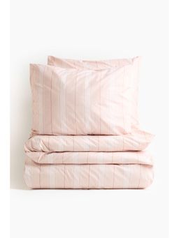 H&M - Pink Cotton Percale Double/King Duvet Cover Set