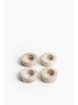 H&M - Beige 4-Pack Marble Napkin Rings