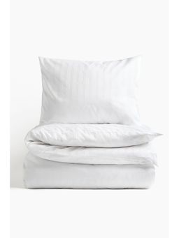 H&M - White Cotton Sateen Single Duvet Cover Set