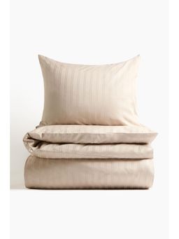 H&M - Beige Cotton Sateen Single Duvet Cover Set