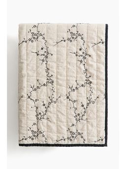 H&M - White Embroidery-Detail Linen-Blend Bed Throw