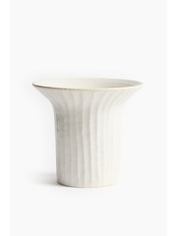 H&M - White Textured Stoneware Vase