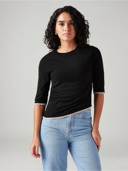 Levi's - Womens Solid Slim Fit T-Shirt -Black