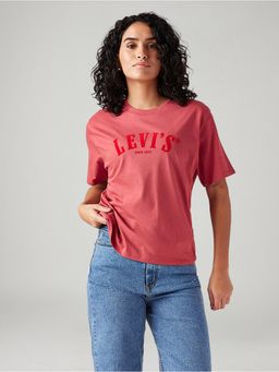 Levi's - Womens Logo Printed Relaxed Fit T-Shirt -Red