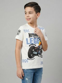 Monte Carlo - Boys Regular Fit Round Neck Half Sleeve T-shirt - Off White