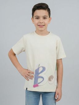 Monte Carlo - Boys Regular Fit Half Sleeve Round Neck Graphic T-shirt - Off White