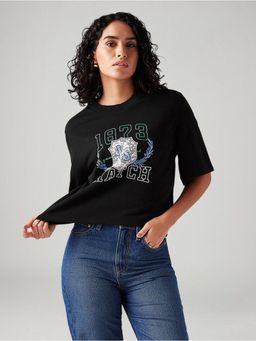 Levi's - Womens Typography Printed Relaxed Fit T-shirt -Black