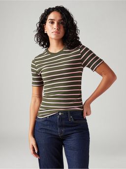 Levi's - Womens Striped Slim Fit T-shirt -Green