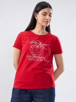 Spykar - Red Graphic Regular Fit T-shirt