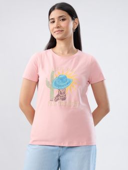 Spykar - Pink Graphic Regular Fit T-shirt