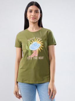 Spykar - Green Graphic Regular Fit T-shirt