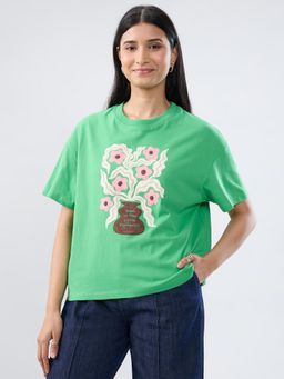 Spykar - Green Graphic Oversized Fit T-shirt