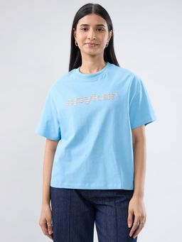 Spykar - Blue Graphic Oversized Fit T-shirt