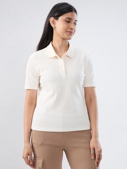 Spykar - White Solid Regular Fit Polo T-shirt
