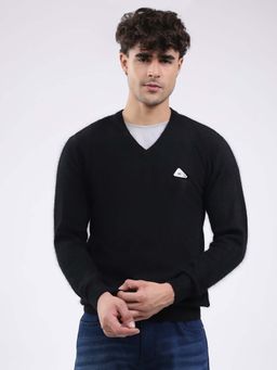 Monte Carlo - Men's V-Neck Full Sleeve Pullover - Black