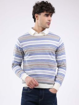 Monte Carlo - Luxuria Men's Round Neck Full Sleeve Sweatshirt - Off White