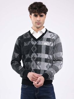 Monte Carlo - Men's V-Neck Full Sleeve Pullover - Black