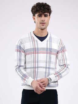 Monte Carlo - Men's V-Neck Full Sleeve Sweatshirt - White