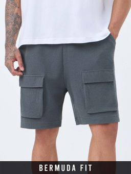 The Souled Store - Textured Cargo Shorts - Charcoal