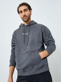 Styli - Men Oversized Fit Earth Friendly Fleece Hoodie - Charcoal