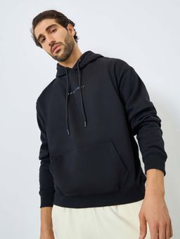 Styli - Men Oversized Fit Earth Friendly Fleece Hoodie - Black