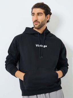 Styli - Men Oversized Fit Earth Friendly Fleece Hoodie - Black