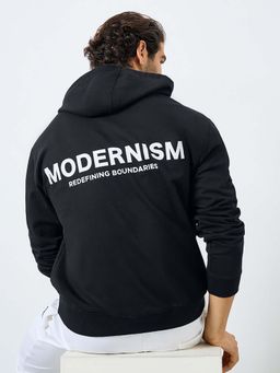 Styli - Men Oversized Fit Earth Friendly Back Printed Hoodie - Black
