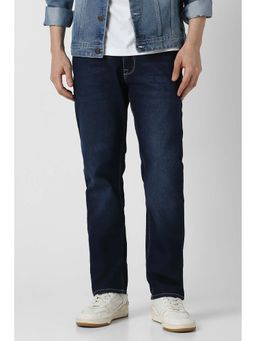 Peter England - Men Navy Blue Light Wash Jeans