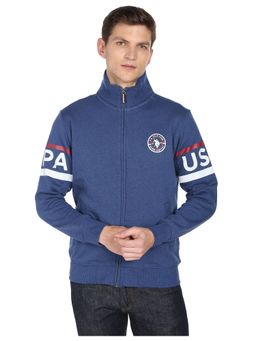 U.S. POLO ASSN. - Men Navy High Neck Heathered Sweatshirt