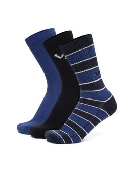 Levi's - LS106 Mens Cotton Stretch Crew Length Half Terry Ribbed Socks - Multi-Color (Pack of 3)