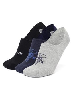 Levi's - LS401 Mens Cotton Stretch No Show Anti Slip Grip Socks - Multi-Color (Pack of 3)