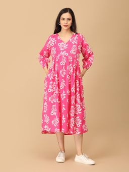 The Mom Store - Pop Pink Parade Maternity & Nursing Dress