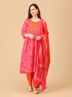The Mom Store - Electric Petals Maternity & Nursing Kurta & Pant With Dupatta