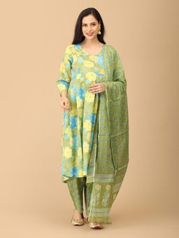 The Mom Store - Verdant Ease Maternity & Nursing Kurta & Pant With Dupatta