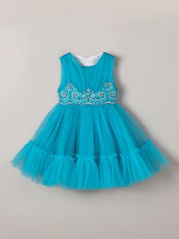 Hopscotch - Scroll-Like Embroidered Party Dress