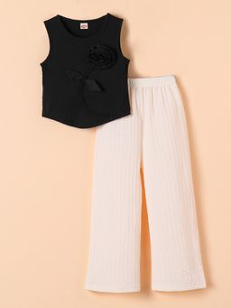 Hopscotch - 2-Pc Rose Applique Top and Pant