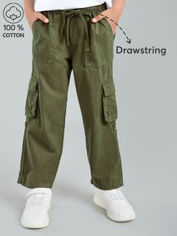 Hopscotch - Olive Pure Cotton Cargo Pants