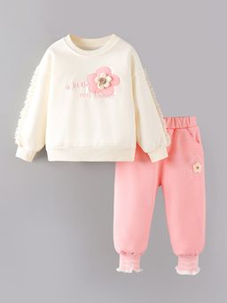 Hopscotch - 2-Pc Floral Sweatshirt and Ruffle Cuff Joggers